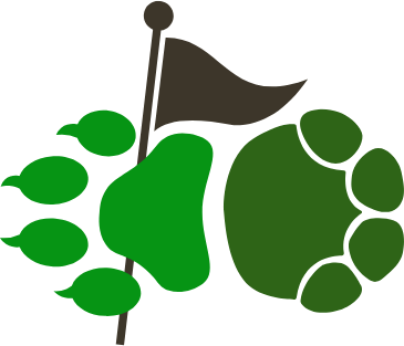 Signet von Golf by bear & elephant: Bären- und Elefantenpfote mit Golffahne